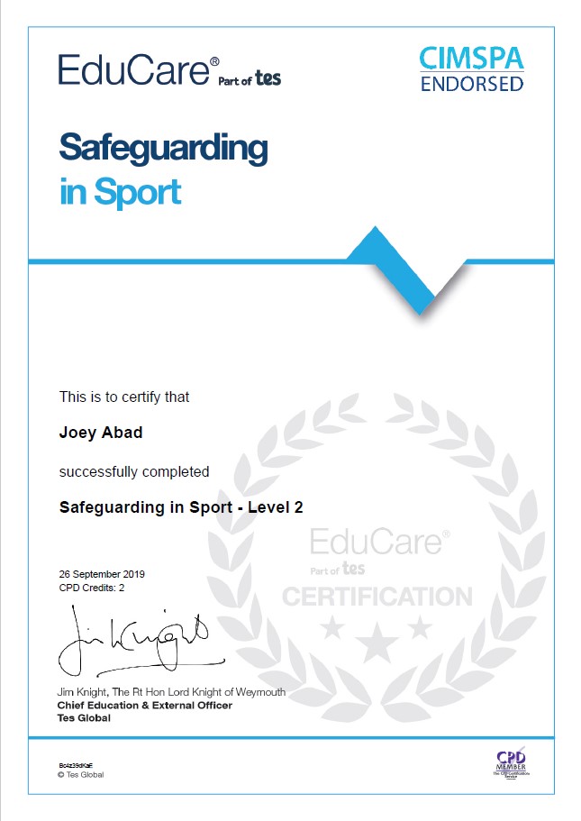 Certificate in safeguarding children